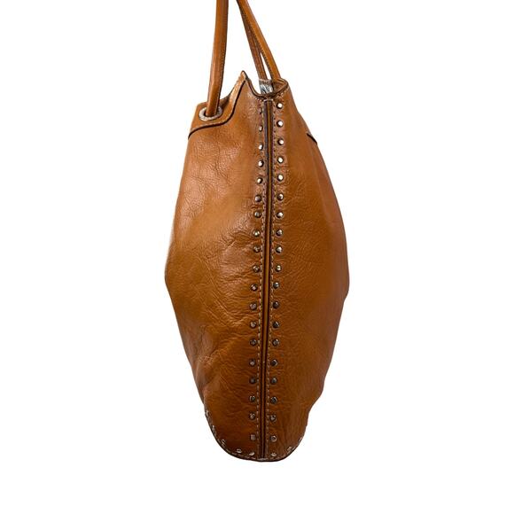 Michael Kors Astor Large Cognac Leather Drawstring Tote Bag Studded Detail - Picture 12 of 15
